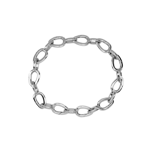 Sterling Silver KEITH JACK Oxidized 11 Rectangular Link Charm Bracelet, Apprx. 8