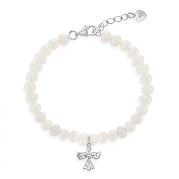 Sterling Silver Freshwater Pearl Guardian Angel Kids Bracelet Ages 3-10 Barthau Jewellers Stouffville, ON