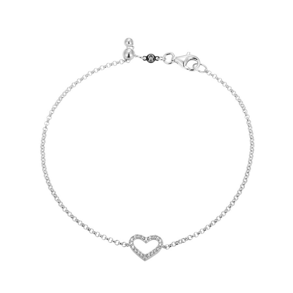 Sterling Silver MONTE LUNA Lab Grown Diamond Open Heart Bracelet, 7.75