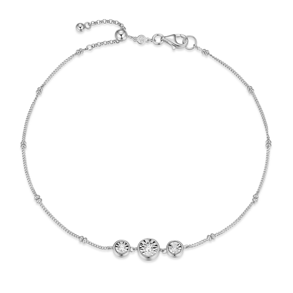 Sterling Silver MONTE LUNA Lab Grown Diamond Round Bezel Bracelet, 6.5+1