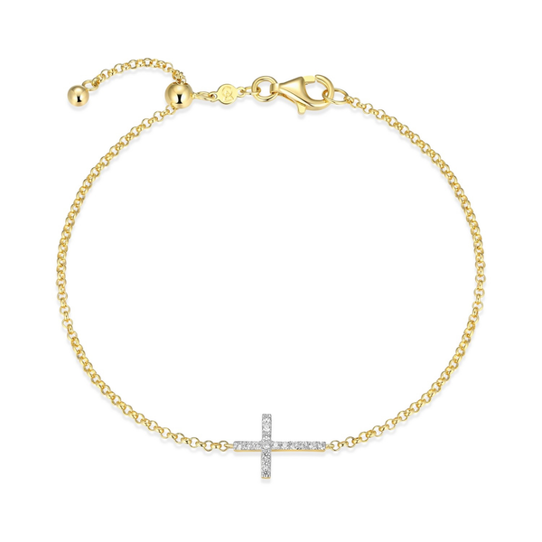 Sterling Silver Gold Plated MONTE LUNA Lab Grown Diamond Cross Bracelet, 7.75