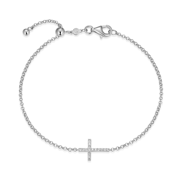 Sterling Silver MONTE LUNA Lab Grown Diamond Cross Bracelet, 7.75