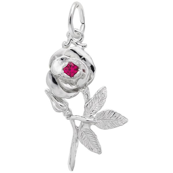 925 Charm Rose With Red Stone Barthau Jewellers Stouffville, ON