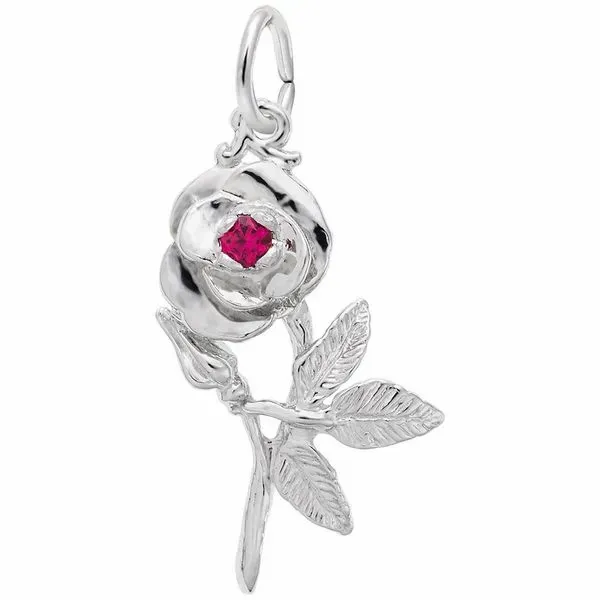 925 Charm Rose With Red Stone Barthau Jewellers Stouffville, ON