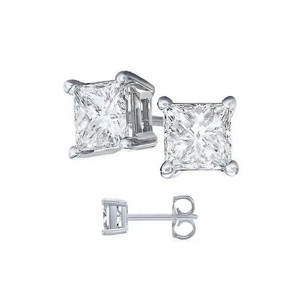 925 6MM CZ Princess Earrings Barthau Jewellers Stouffville, ON