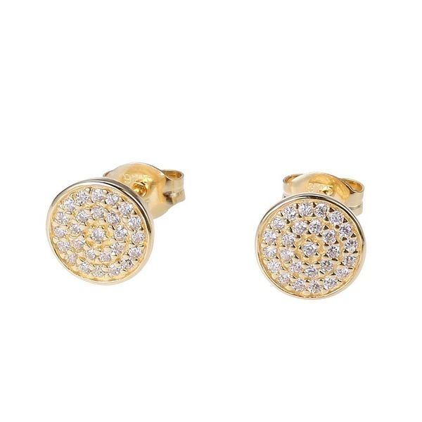 925 Reign CZ Micro Pave Dot Earrings Gold Plated Barthau Jewellers Stouffville, ON