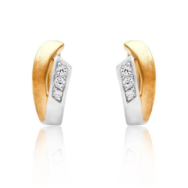 925 Larus Earrings Huggies GP And CZ Barthau Jewellers Stouffville, ON