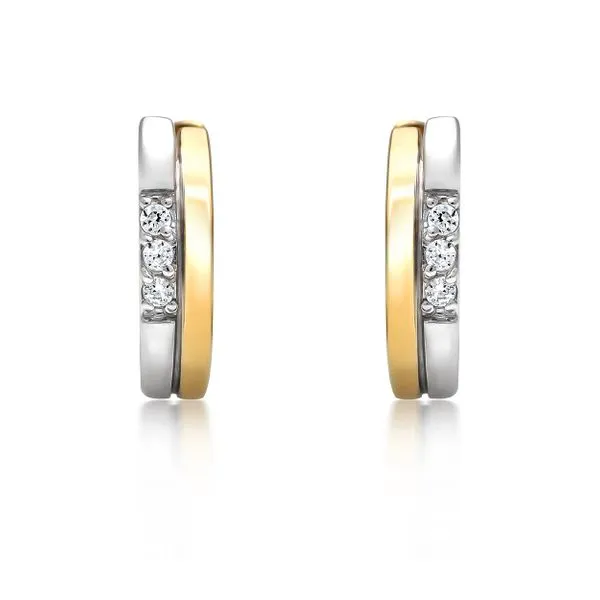 Sterling Silver/Gold Plated Cubic Zirconia Huggie Earrings Barthau Jewellers Stouffville, ON