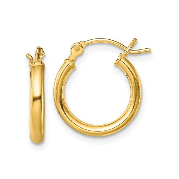 925/Gold Vermeil 2mm Hoop Earring 14mm Diameter Barthau Jewellers Stouffville, ON