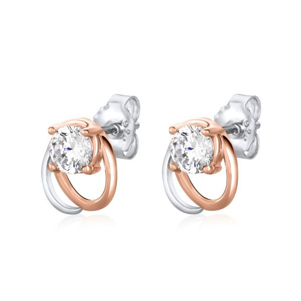 Sterling Silver/Rose Gold Plated Cubic Zirconia Stud Earrings Barthau Jewellers Stouffville, ON