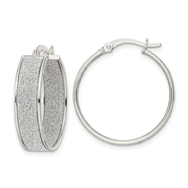 Sterling Silver Fabric Glitter Hoop Earrings Barthau Jewellers Stouffville, ON