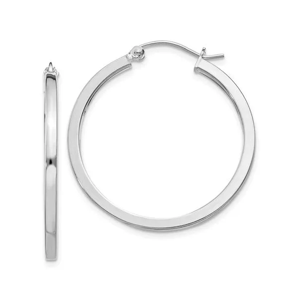 925 2mm Square Tube Hoop Earring 30mm Diameter Barthau Jewellers Stouffville, ON