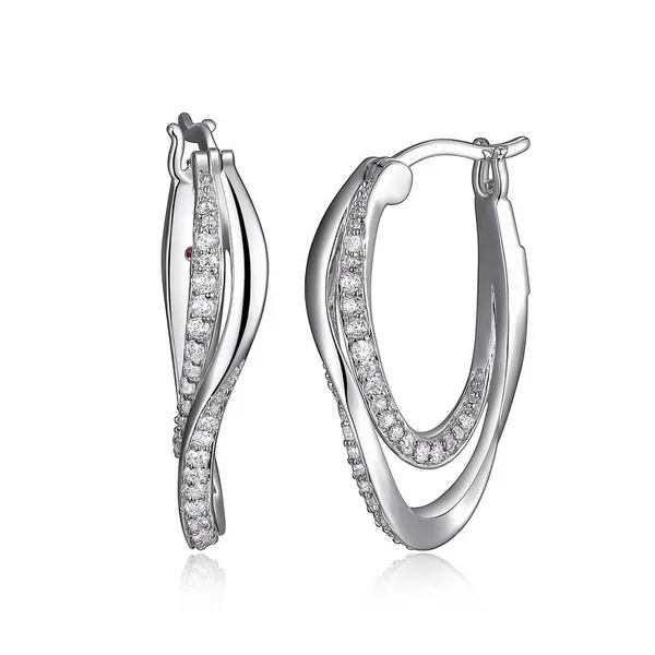 ELLE Sterling Silver Cubic Zirconia Double Hoop Earrings Barthau Jewellers Stouffville, ON