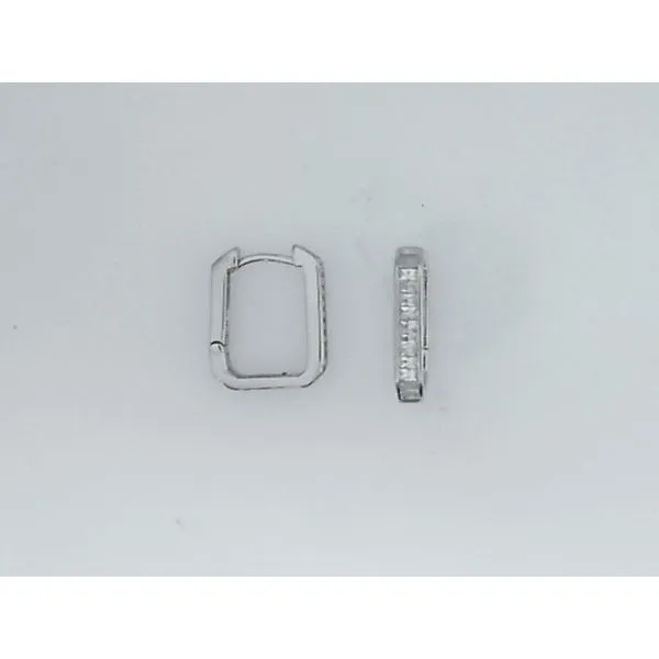 Sterling Silver Cubic Zirconia 15MM Square Hoop Earrings Barthau Jewellers Stouffville, ON
