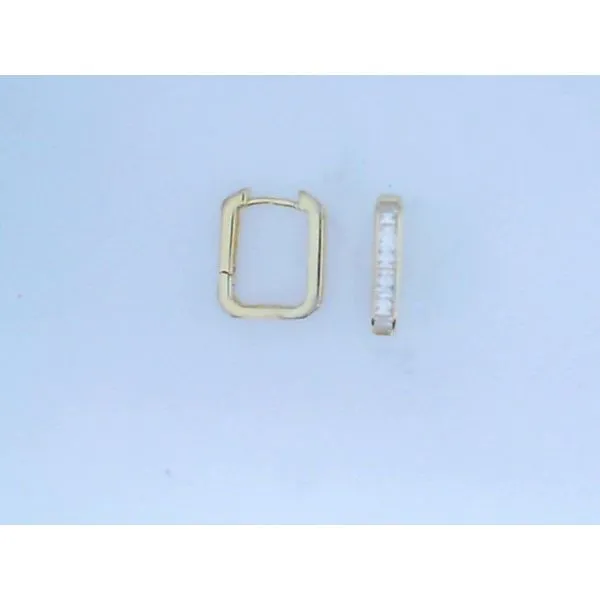 Sterling Silver Gold Plate 15MM Cubic Zirconia Square Hoop Earrings Barthau Jewellers Stouffville, ON