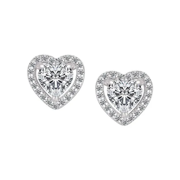 Sterling Silver Cubic Zirconia Halo Heart Stud Earrings Barthau Jewellers Stouffville, ON