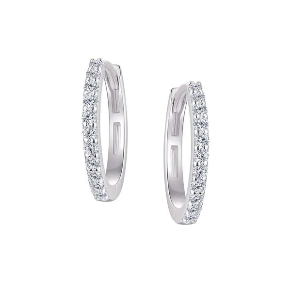 Sterling Silver 14MM Cubic Zirconia Hoop Earrings Barthau Jewellers Stouffville, ON