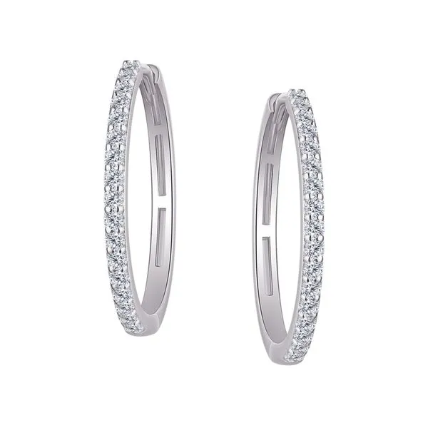 Sterling Silver 20MM Cubic Zirconia Hoop Earrings Barthau Jewellers Stouffville, ON
