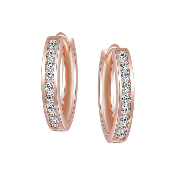 Sterling Silver 17MM Rose Plate Cubic Zirconia Hoop Earrings Barthau Jewellers Stouffville, ON