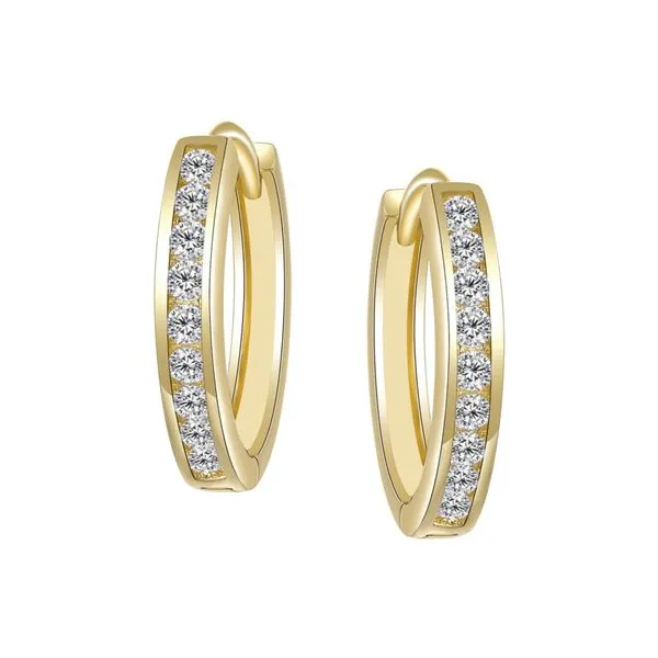 Sterling Silver/Gold Plate Cubic Zirconia 17MM Hoop Earrings Barthau Jewellers Stouffville, ON