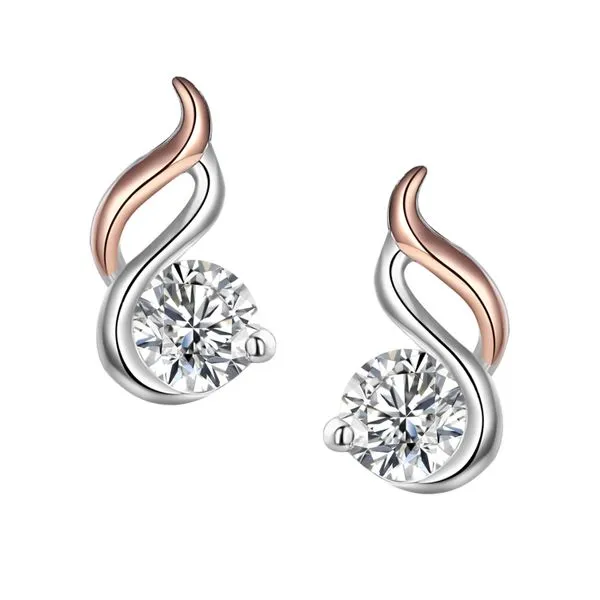 Sterling Silver/Rose Gold Plate Swirl Drop Stud Earrings Barthau Jewellers Stouffville, ON