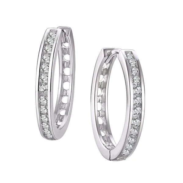 Sterling Silver 22MM Cubic Zirconia Hoop Earrings Barthau Jewellers Stouffville, ON
