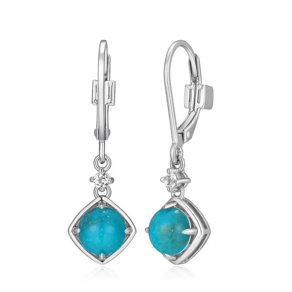 ELLE Sterling Silver 'SWAY' Turquoise & White Topaz Dangle Earrings Barthau Jewellers Stouffville, ON