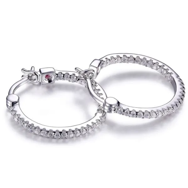 Sterling Silver 20MM Cubic Zirconia Hoop ELLE Earrings Barthau Jewellers Stouffville, ON