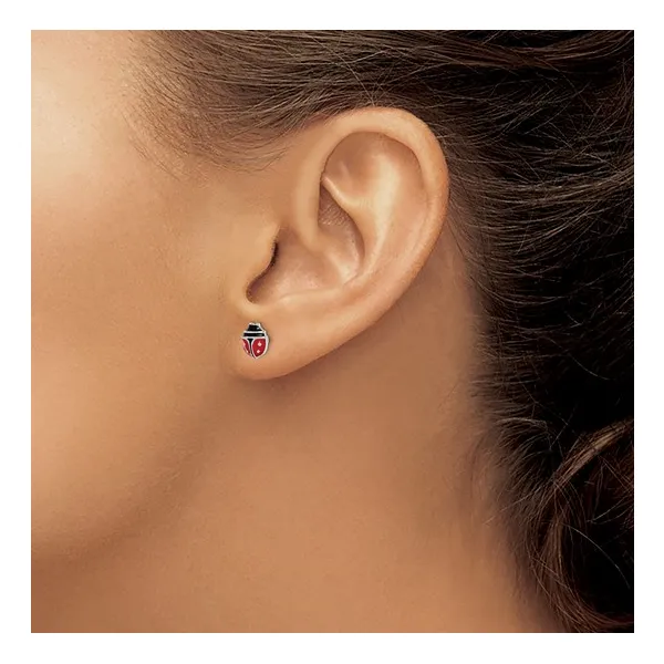Sterling Silver Ladybug Earrings Children Image 3 Barthau Jewellers Stouffville, ON