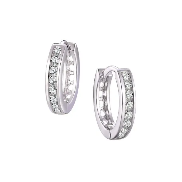 Sterling Silver 15MM Cubic Zirconia Hoop Earrings Barthau Jewellers Stouffville, ON