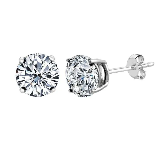 Sterling Silver 7MM Cubic Zirconia Stud Earrings Barthau Jewellers Stouffville, ON