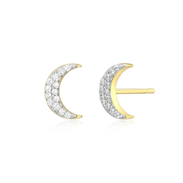 Sterling Silver/Gold Plated MONTE LUNA Lab Grown Diamond Crescent Stud Earrings Barthau Jewellers Stouffville, ON