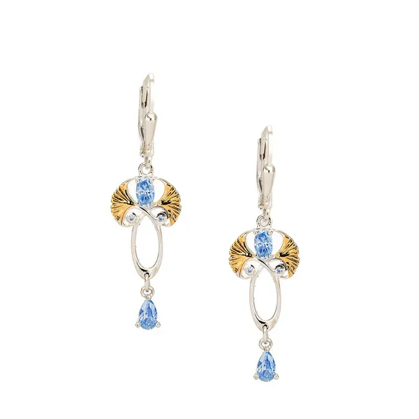 Sterling Silver/Gold Vermeil Blue Moissanite 