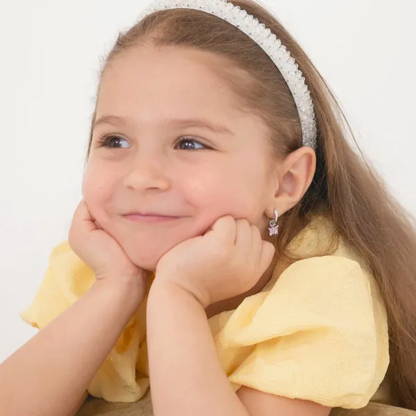 Sterling Silver Pink CZ Dangle Butterfly Kids Earrings Ages 3-10 Image 2 Barthau Jewellers Stouffville, ON