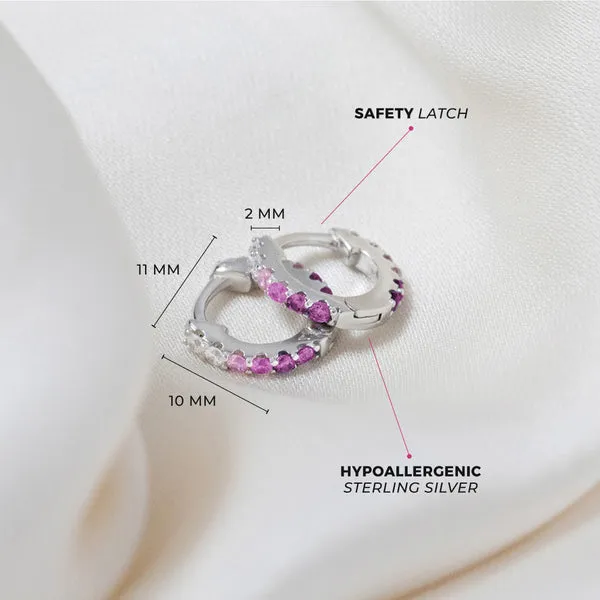 Sterling Silver Double Sided CZ Huggie Kids Earrings Ages 0-10 Image 4 Barthau Jewellers Stouffville, ON