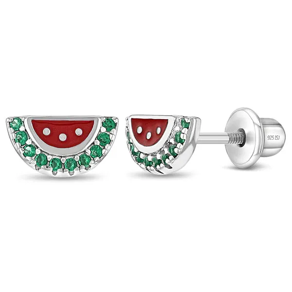Sterling Silver Watermelon Slices Kids Earrings Ages 3-10 Barthau Jewellers Stouffville, ON