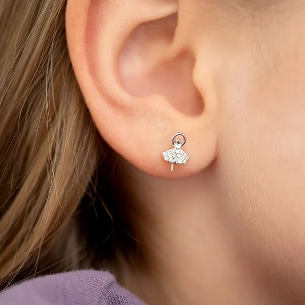 Sterling Silver CZ Ballerina Kids Earrings Ages 3-17 Image 2 Barthau Jewellers Stouffville, ON