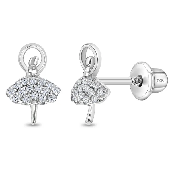 Sterling Silver CZ Ballerina Kids Earrings Ages 3-17 Barthau Jewellers Stouffville, ON