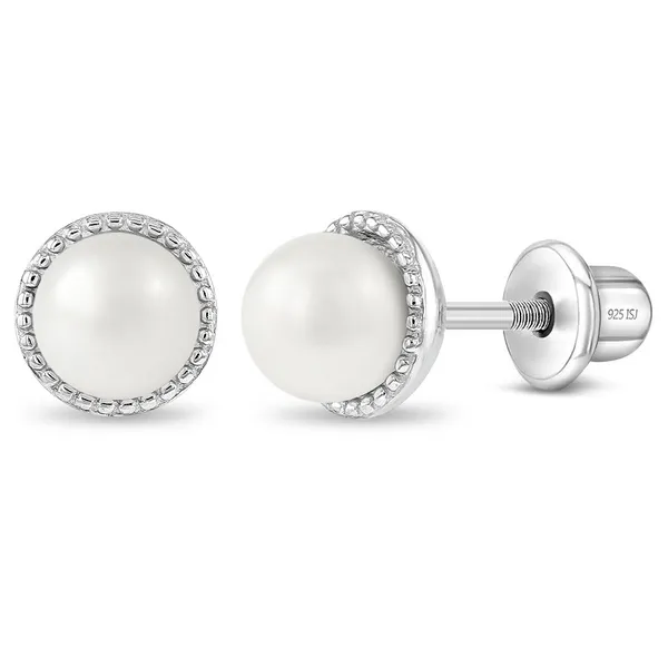 Sterling Silver Simulated Pearl Kids Earrings Ages 3-17 Barthau Jewellers Stouffville, ON
