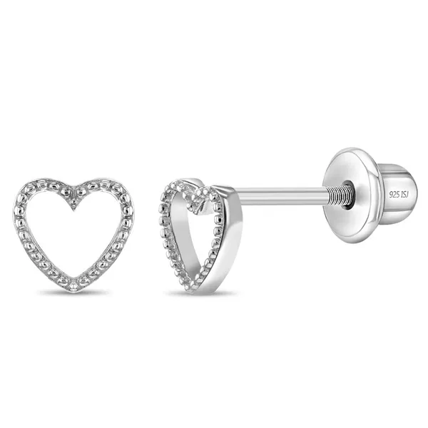 Sterling Silver Open Heart Kids Earrings Ages 0-10 Barthau Jewellers Stouffville, ON
