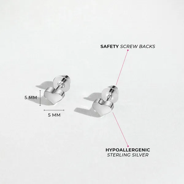 Sterling Silver Puffed Heart Kids Earrings Ages 0-10 Image 3 Barthau Jewellers Stouffville, ON