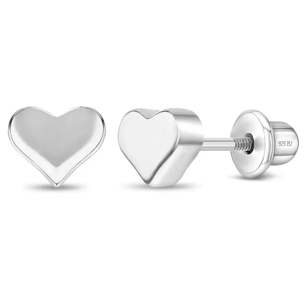 Sterling Silver Puffed Heart Kids Earrings Ages 0-10 Barthau Jewellers Stouffville, ON
