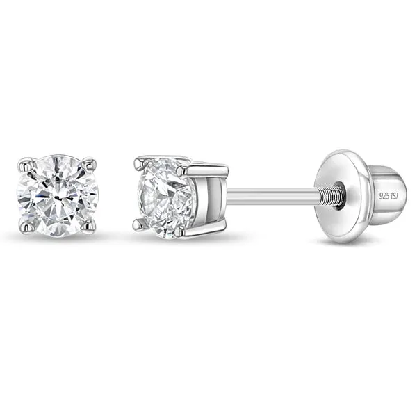 Sterling Silver Classic 3mm Solitaire CZ Kids Earrings Ages 0-10 Barthau Jewellers Stouffville, ON