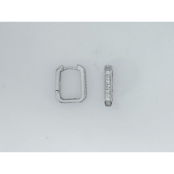 Sterling Silver Cubic Zirconia 15MM Square Hoop Earrings Barthau Jewellers Stouffville, ON