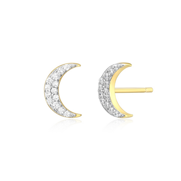 Sterling Silver/Gold Plated MONTE LUNA Lab Grown Diamond Crescent Stud Earrings Barthau Jewellers Stouffville, ON