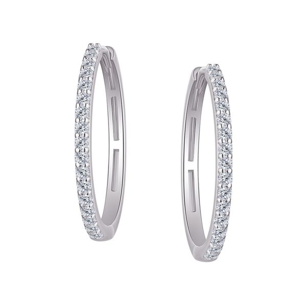 Sterling Silver 20MM Cubic Zirconia Hoop Earrings Barthau Jewellers Stouffville, ON
