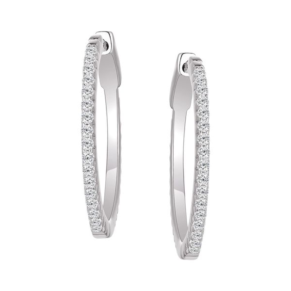 Sterling Silver 20MM Cubic Zirconia Hoop Earrings Barthau Jewellers Stouffville, ON