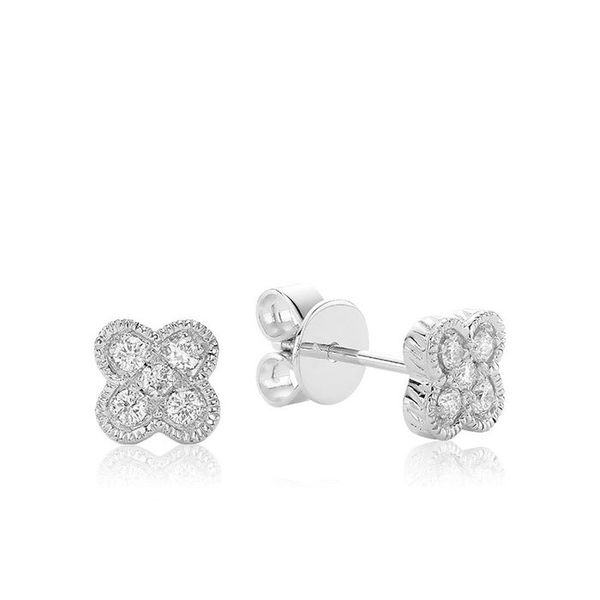 Sterling Silver Cubic Zirconia Flower Earrings Barthau Jewellers Stouffville, ON