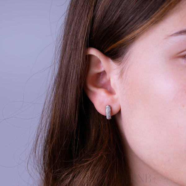 Sterling Silver Cubic Zirconia Pave Huggie Earrings Image 2 Barthau Jewellers Stouffville, ON