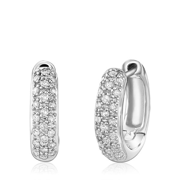 Sterling Silver 3 Row Cubic Zirconia Huggie Earrings Barthau Jewellers Stouffville, ON